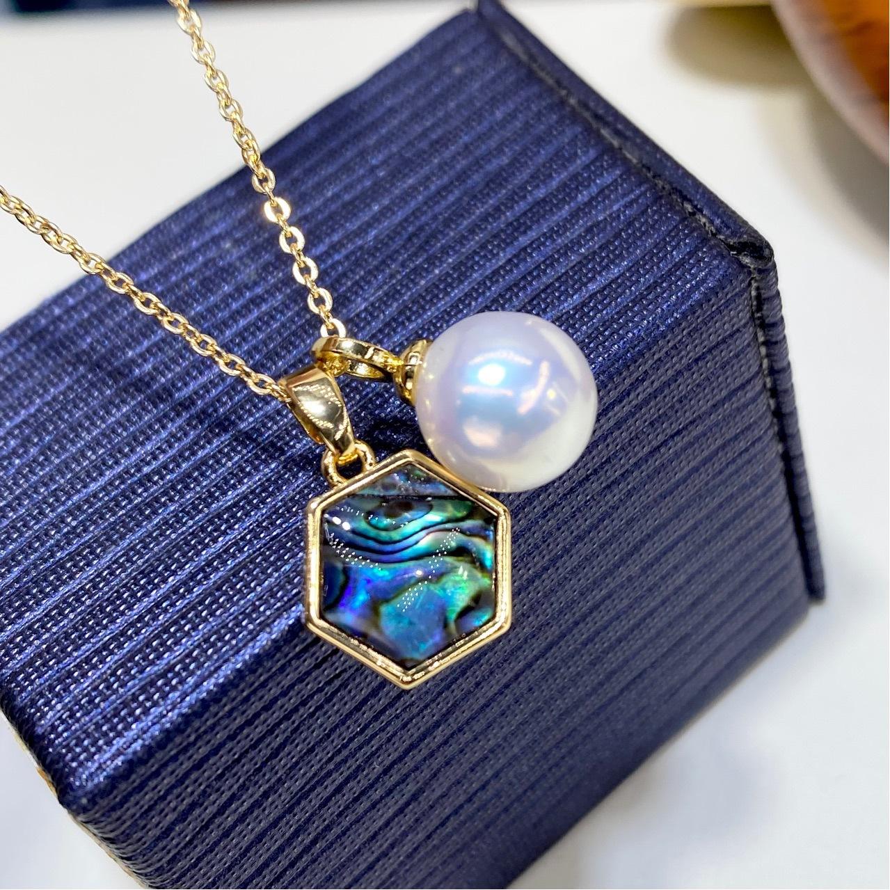 

Оригинальный кулон из натурального пресноводного жемчуга, 18-каратное золото, морское ушко, ожерелье «Мать-ракушка», модное и универсальное для женщин 41cm