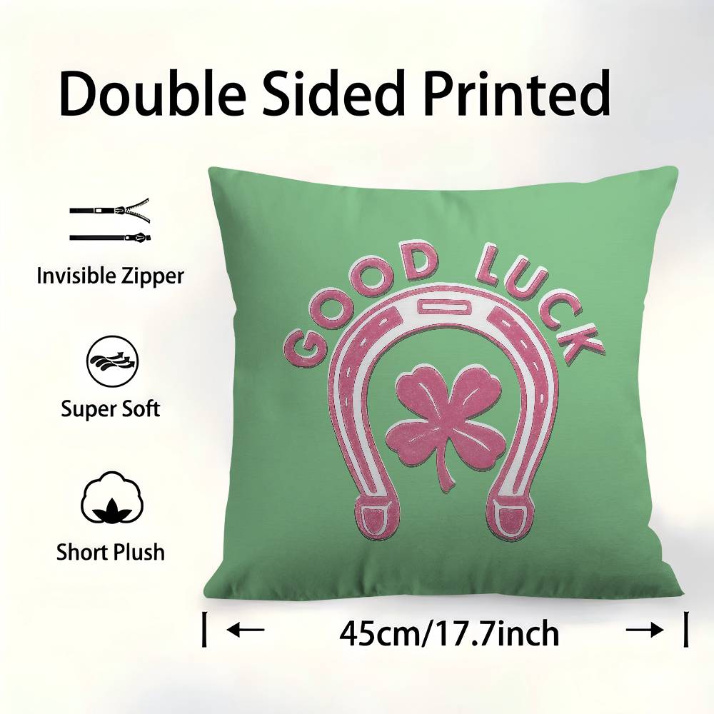 Lucky Clover Good Luck Ins Pillowcase Toon Gift Cushion Cover Bedroom Home Sofa Chair Seat Decor Pillow Case