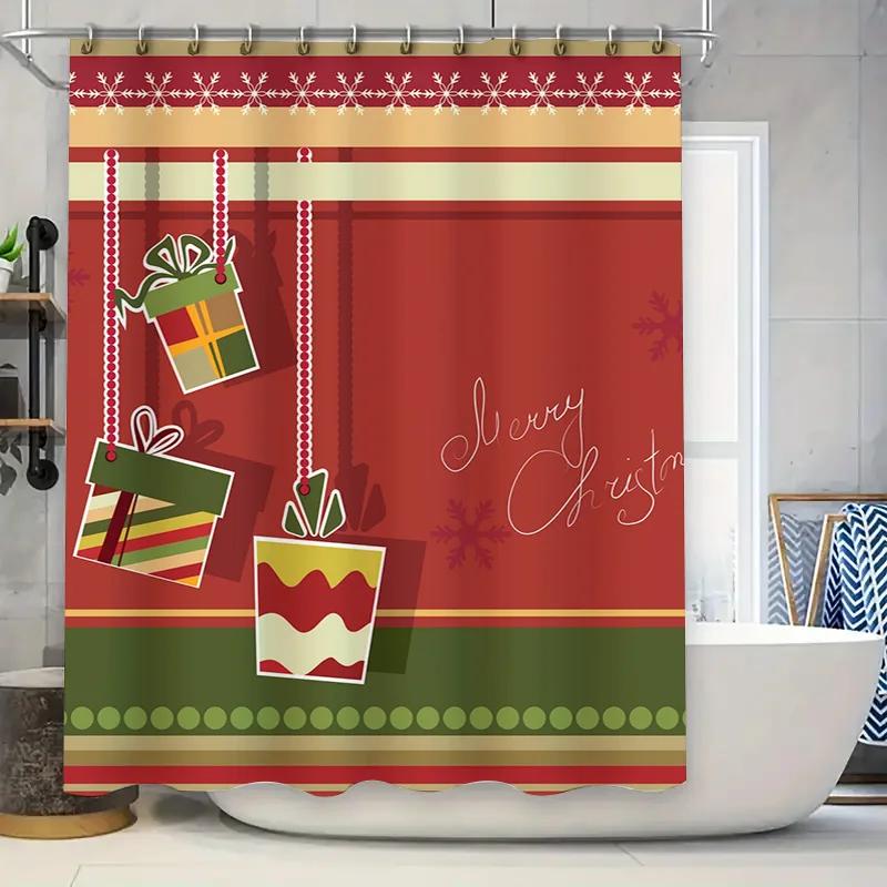 Ihre bezaubernde Weihnachts-Duschvorhang Festliche Feiertags-Badezimmerdekoration Wasserdichter Stoff Weihnachtsmuster Heimdeko Moderner Stil