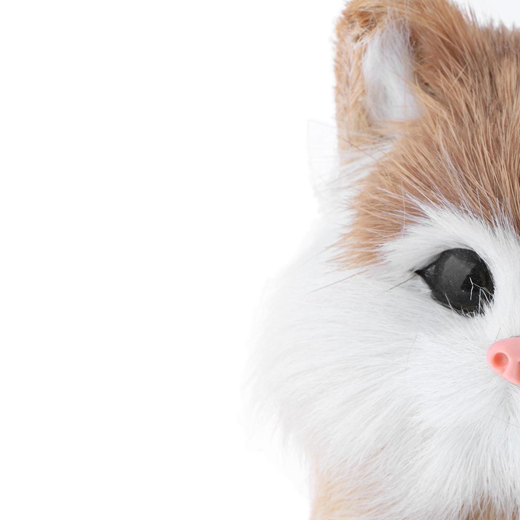 Realistic Animal Statue Faux Fur Cat Plush Model Cute Simulation Animal Toy for Home Decoration and Teaching Tool