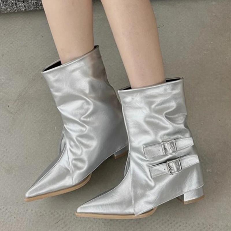 Luksusowe Botki Damskie Szpiczasty Nosek Obcasy Jesień Trend Projektant Party Buty Marka Chelsea Goth Botas Zapatillas De Mujer