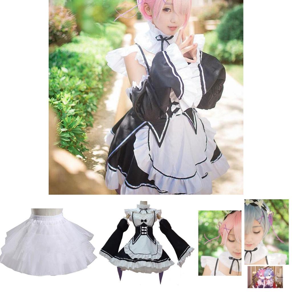 Kara Hajimeru Rezero Lsekai Seikatsu Twins Ramrem Maid Dress Cosplay Costume