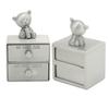 Tooth Box Metal Cute BearShape Storage Case with 2 Drawers for Children Growth Memorial Gift Jewelry Collection(Green Patina )