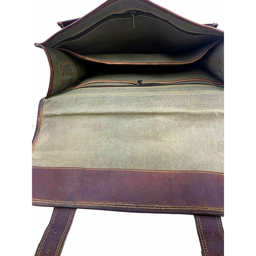 Leather Briefcase  Laptop Messenger Shoulder Bag Men's Goat