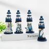 Mediterranean Ocean Lighthouse Model Wooden Lighthouse Beacon Tower Beach Starfish Shell Home Room Bedroom DIY Decorative Crafts Ornament Gift