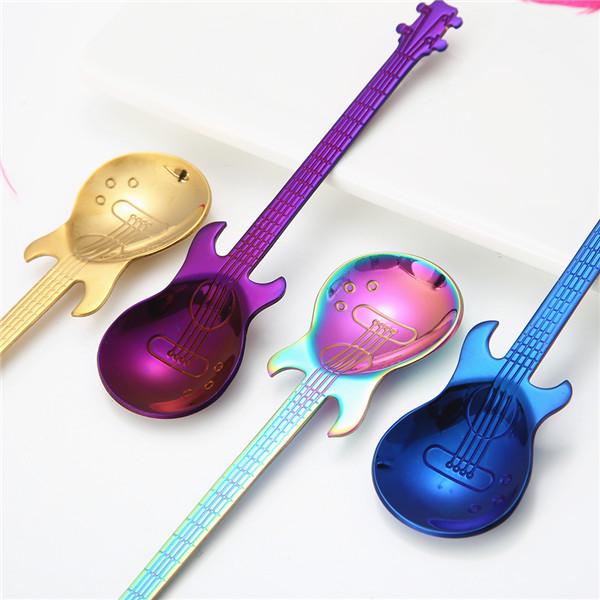 cuchara de c Cuchara de té de acero inoxidable en forma de guitarra cuchara de c Cuchara de té de acero inoxidable en forma de guitarra