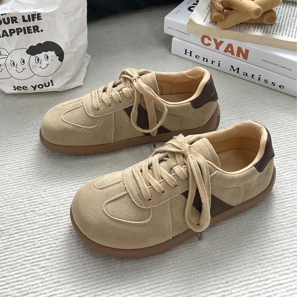 Retro casual shoes women's autumn new versatile Maillard soft-soled casual board shoes thick-soled color matching sports shoes