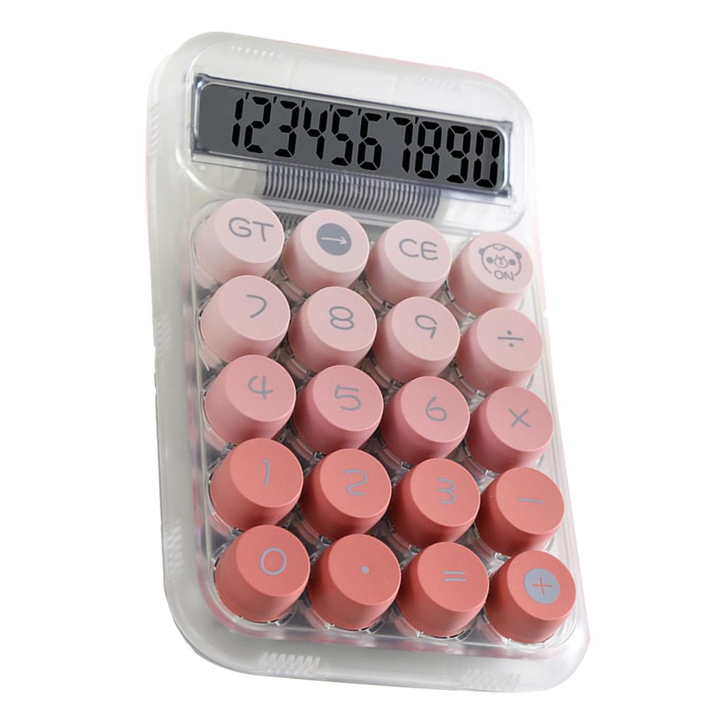 Cute Desktop Calculator Mechanical Clear Digital Display Simple Basic Desk Calculators for Business Office Supplies Pink