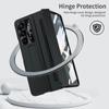 Suport din piele placat Husă de protecție cu balama plată pentru Samsung Galaxy Z Fold 5 4 3 cu folie de sticlă frontală Fold5 Husă de protecție