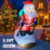 5.91FT Christmas Inflatable Toys with LED Lights Xmas Santa Snowboard Supplies Home Ornaments Festive Gift Yard Decoration