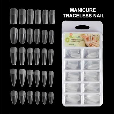 100 unids/caja transparente sin costuras acrílico prensa en uñas postizas uñas en forma de T puntas de uñas en forma de gota de agua para herramientas de manicura de extensión