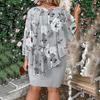 Plus Size Bodycon Dress for Women Summer Mother of The Bride Dress with Floral Chiffon Overlay Cape Formal Evening Party Cocktail Dress