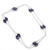 Lab Created African Amethyst Necklace 36" Chain Pear Cut Gemstone Jewelry Gifts