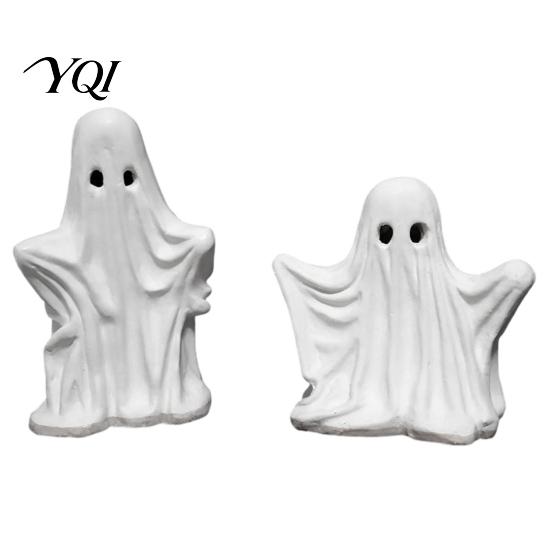 Ghost Shaped Home Decor Halloween Figurine, Spooky Cute Statue, Retro White Party Supplies Ornament for Tabletop Fireplace Decorations Hollow