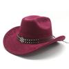 Suede Men'S And Women'S Woolen Denim Jazz Felt Hat Ethnic Style Decorative Curled Top Hat Tibetan Sunshade Sun Protection Hat