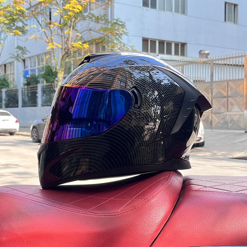 Imitation Street Car Helmet Men's Motorcycle 3C Electric Vehicle Full Helmet Autumn and Winter Knight Double Mirror Riding