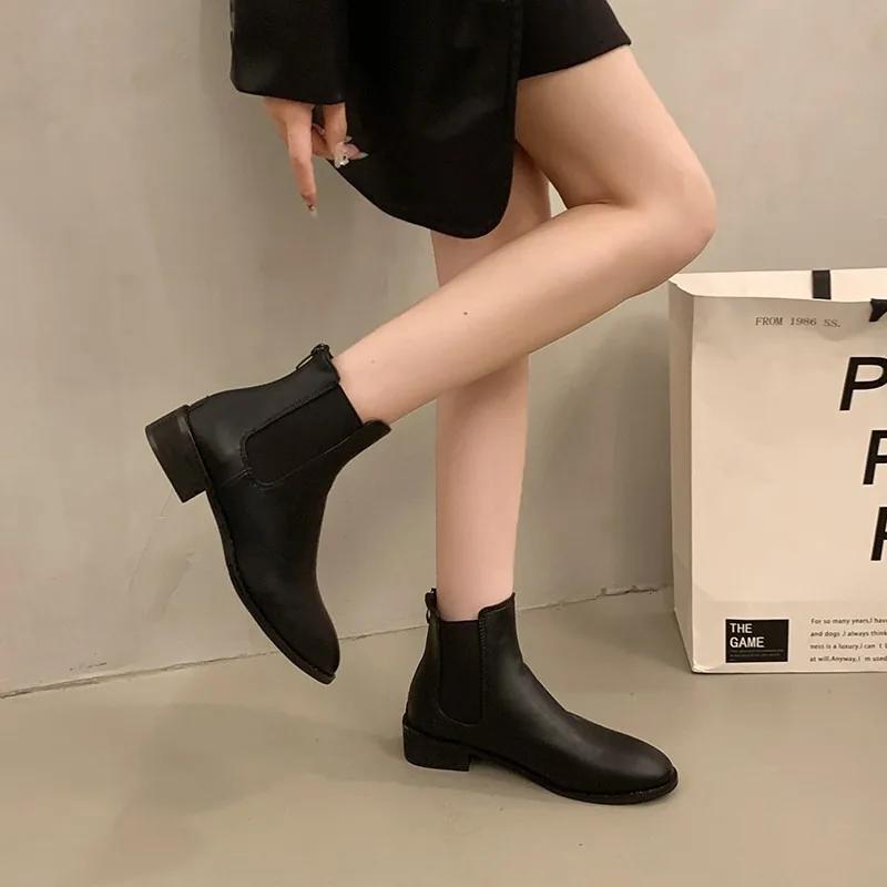 Fashion Women's Solid Color Rain Boots, Casual Lip Boots, Women's Comfortable Ankle 2024 Women's Boots