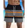 Simple Fashion Striped Pattern Beach Shorts For Men Summer Casual Daily Wear 3D Printed Short Pants Loose Breathable Swim Trunks