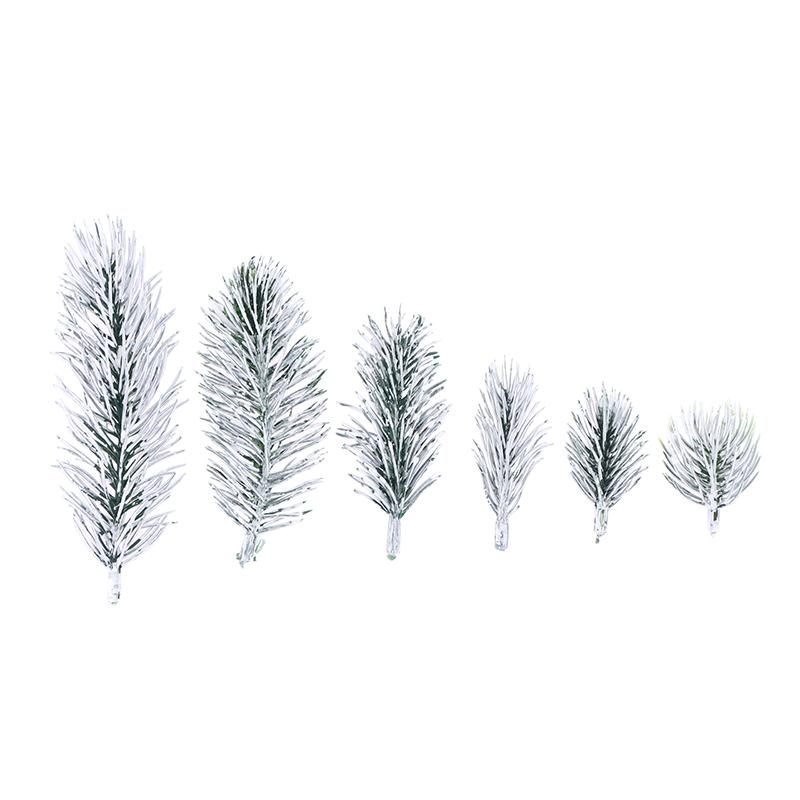 20Pcs Artificial White Flocking Plants Pine Branches Christmas Tree Decoration Festive Wedding DIY Bouquet Home Party Ornaments