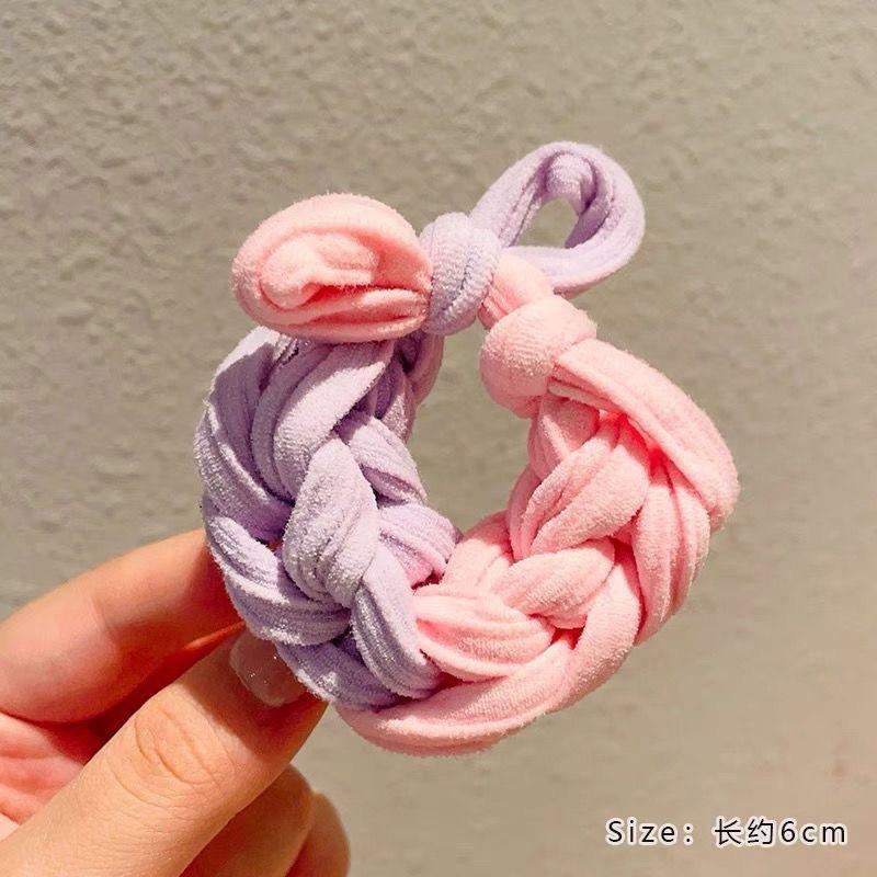 Korean version of thick high elastic color braided hair band dopamine bow durable hair does not hurt the high color value female head rope