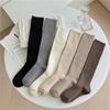 Chaussettes Mollet en Laine pour Femmes - Rayées Rétro Japonaises, Couleur Unie, Tube Long pour Automne/Hiver