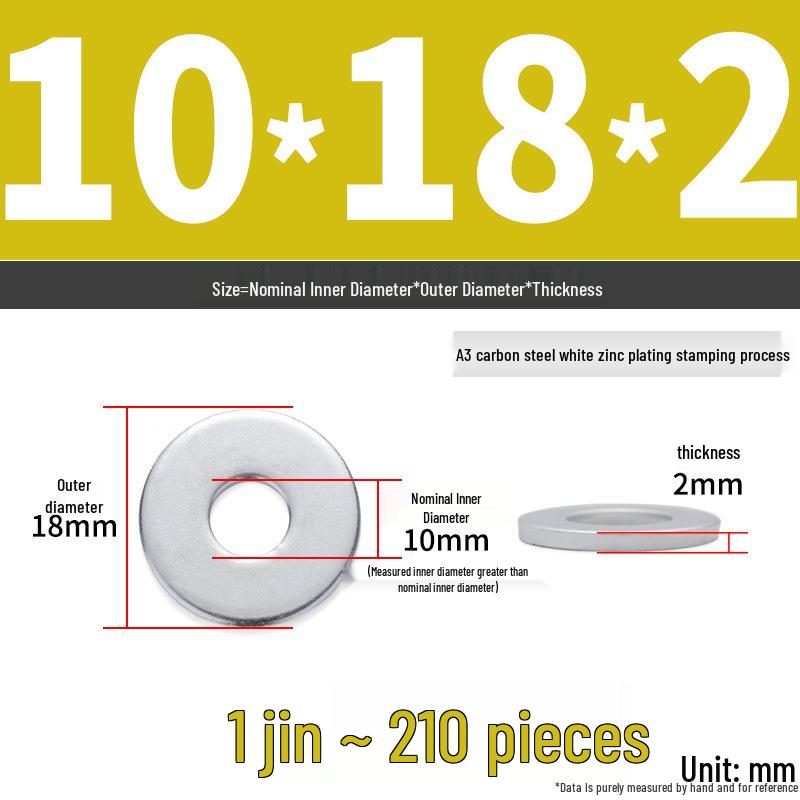 Extra Large Galvanized Metal Flat Washer - Thickened Round Screw Washer M6-M16