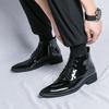 Men's Size 47 High-Top Retro Leather Boots - Autumn/Winter Fashion, Casual, Pointed Toe.