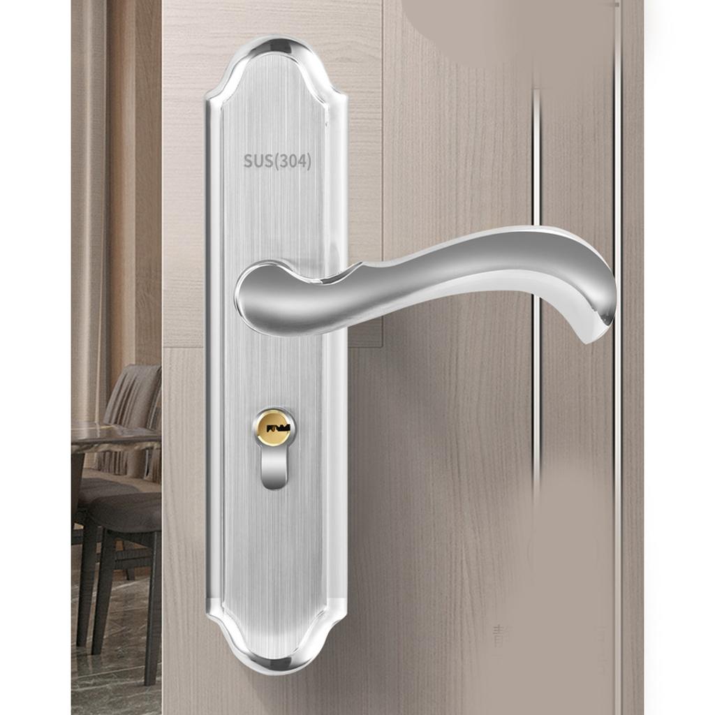 Stainless Steel Handle Door Lock Mechanical Magnetic Security Entry Lever Lock for Bedroom Hotel