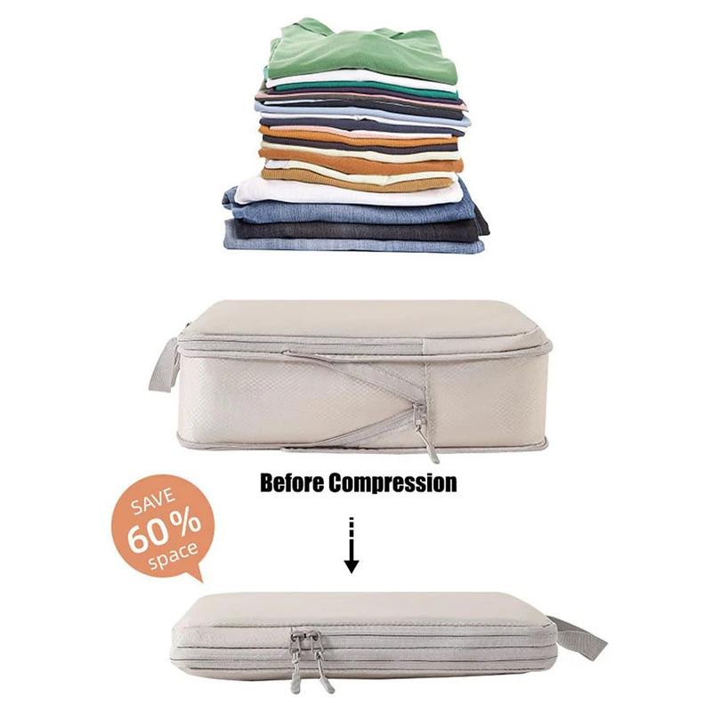 4PCS/1 set Travel Organizer Set Folding Storage Bags Wardrobe Cube Suitcase Packing Luggage for Clothes & Shoes bag organizer