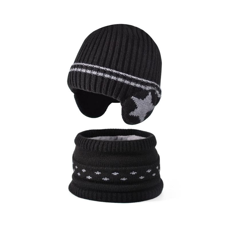 Children's Hats, Scarves, Winter Velvet, Warm Ears, Cold-proof Knitted Wool Hats, Male and Female Baby Pullover Hats