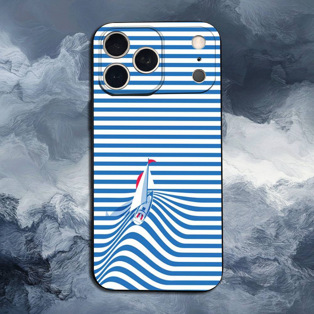 Sailing Boat For iPhone 12,16,11,14,15,17,13,X,Mini,SE,XS,Plus,Pro Max,8,7,XR,Soft Silicone Black Case