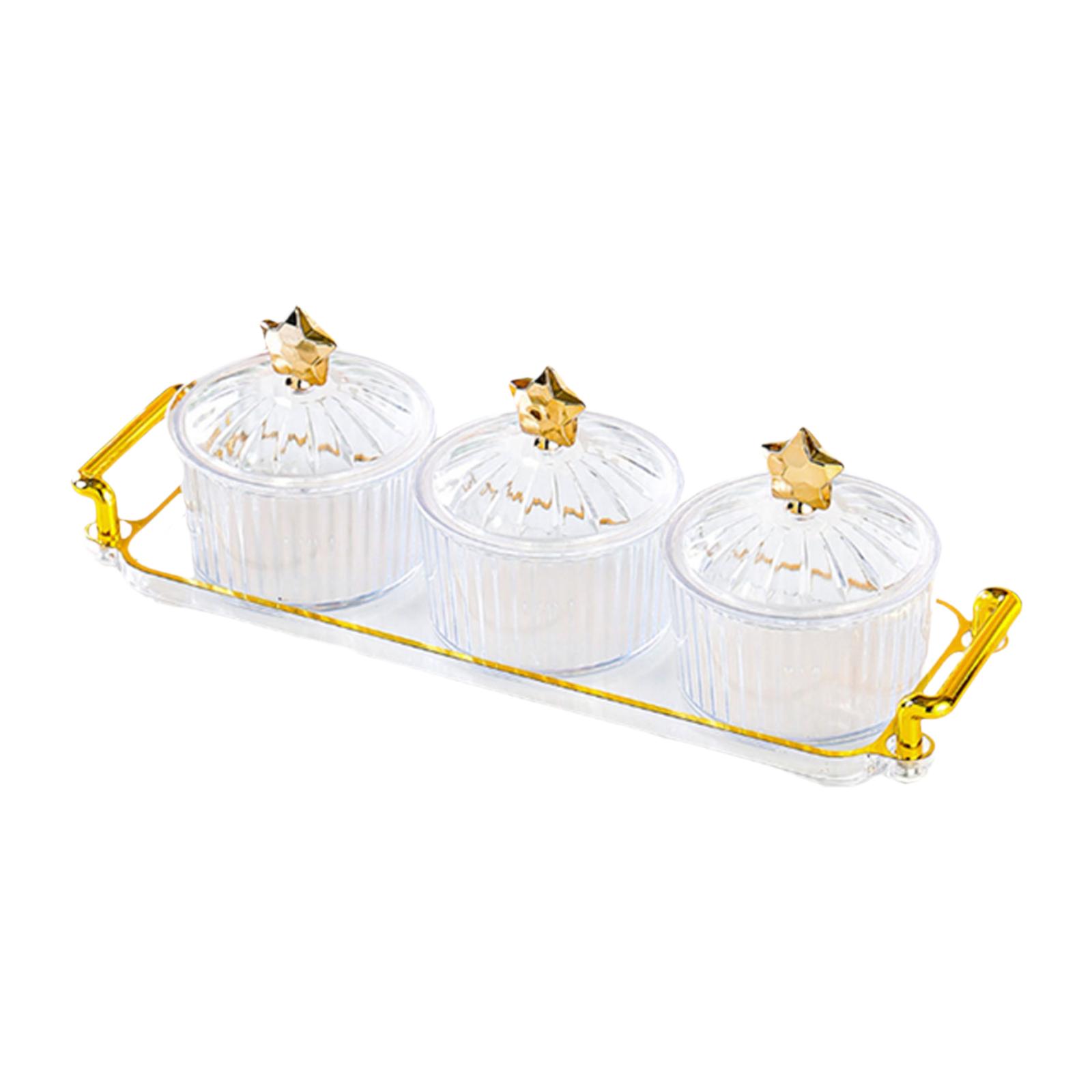 

Dessert Dividing Plate with Lid Storage Container Divided Snack Serving Bowls for Appetizer Home Party Sweet Cookies Nuts