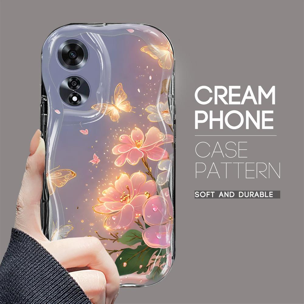

Для OPPO A17 A18 A38 A58 A98 Reno7 Z 8Z 8T 11F 11 Pro Realme 12 Lite 12 Pro C30 чехол для телефона с рисунком в виде цветов и бабочек, мягкий волнистый край OPPO Reno12 Pro 5G чёрный