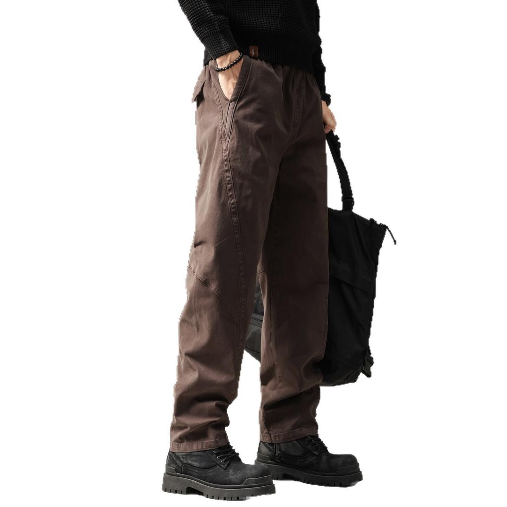 High-end wide-leg drape casual pants for men, new autumn American loose plus-size sports straight-leg pants for men