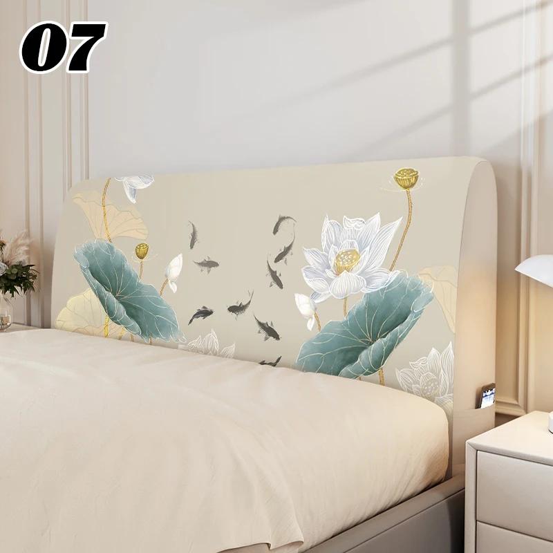 Chinese Style Elastic Bedhead Cover All-Inclusive Dust-proof Soft Headboard Protector Backrest Cover Universal Bed Head Covers