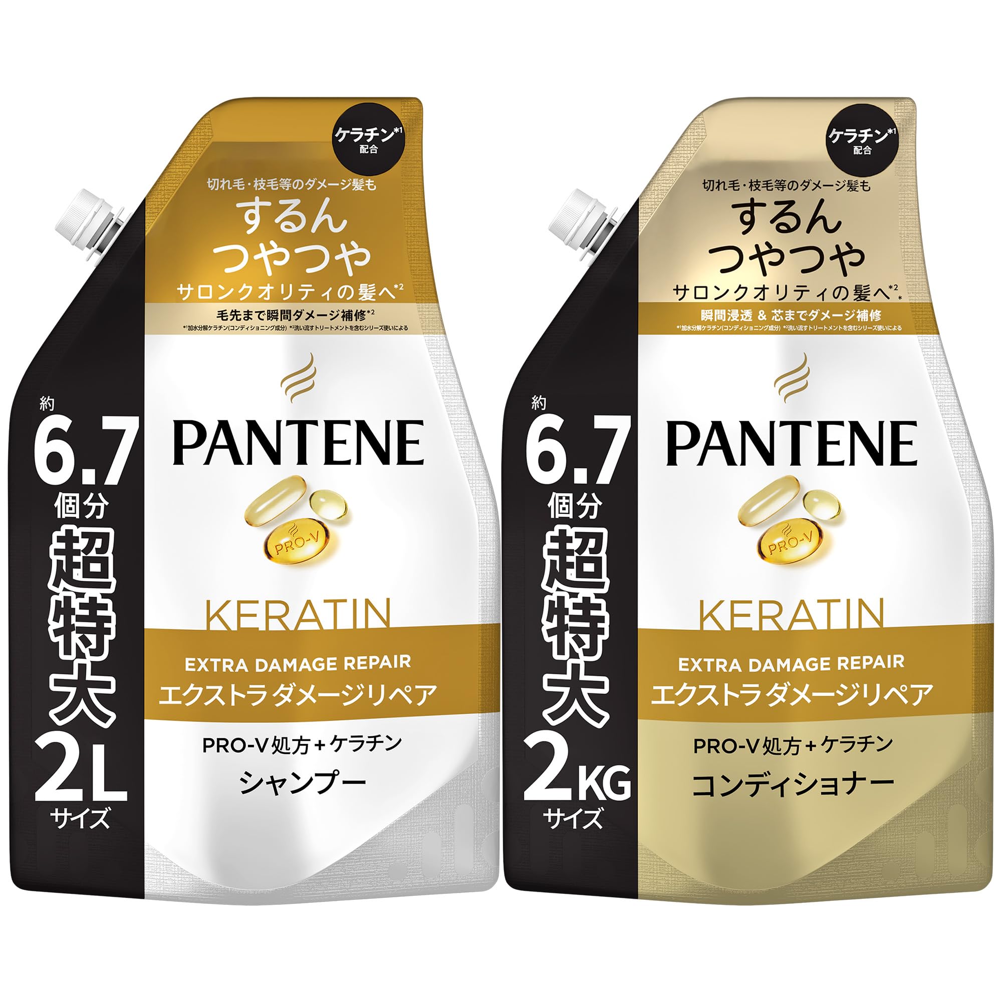 

Pantene Shampoo & Conditioner Set, 2L + 2KG [6.7 oz x 2] Large Capacity Refill, Extra Damage Repair