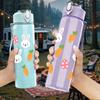 1PC Easter Bunny Carrot Flower Pattern 750ml Color Plastic Sports Water Bottle Leakproof Flip Straw Lid Suitable for Sports Office Home Use