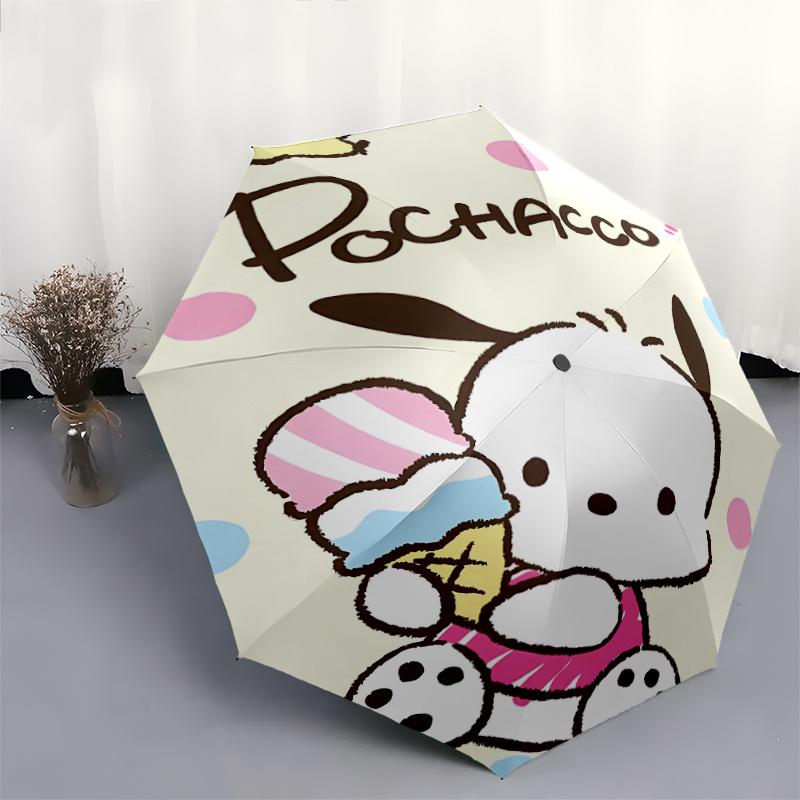 Pochacco Ideas Automatic Opening and Closing Cartoon Umbrella - Lightweight 3-Fold Design, Suitable for Fans, Travel, Daily Use - Official Product, In