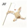 Cat Wand with Long Rope Toy Linen Bag, Interactive Bell, Exercise for Adult Cats Wooden Handle Feather Indoor Scratching Chasing Lure
