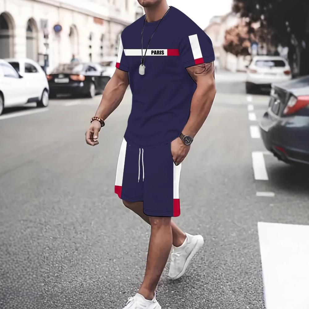 Men's Short-sleeved Shorts Casual Suit Fashionable Simple Sports Suit Comfortable Breathable Unisex Sports Clothing