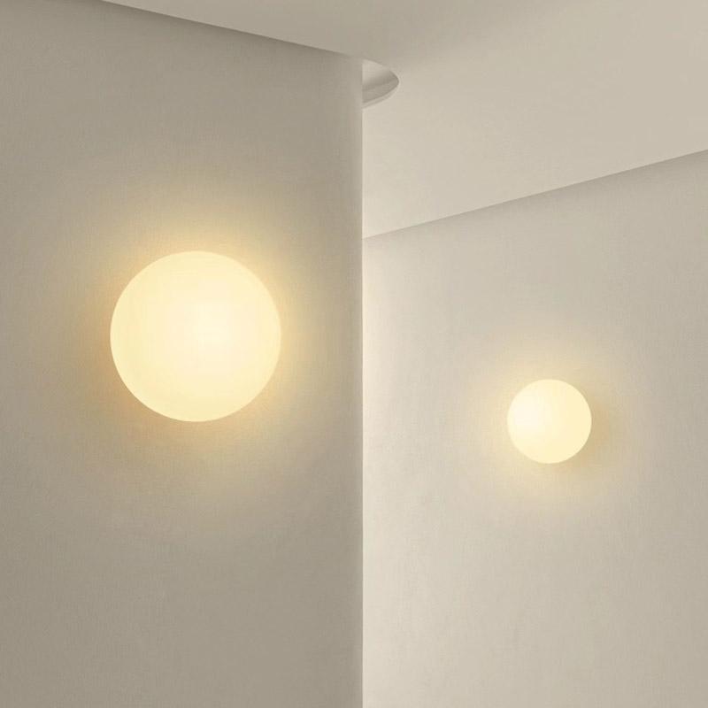 Modern minimalist LED wall lamp smooth/frosted glass ball milky white wall lamp hallway entrance dark bottom circular ball lamp