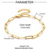 5pcs/Lot 17-22cm Gold Plated Stainless Steel Paperclip Cross Link Chain Bracelet Women Handmade DIY Charm Jewelry Making