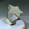 Silver New arrivel Hip-hop Full Crystal Micro-inlaid Zircon Big Five-pointed Star Ring For Men and Women Jewelry