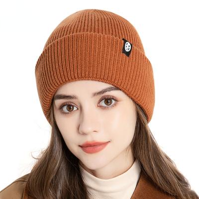 Warme Wollmütze, Winter-Outdoor-Doppelschicht-Plüsch-Strickmütze, große Kragen-Flanschmütze