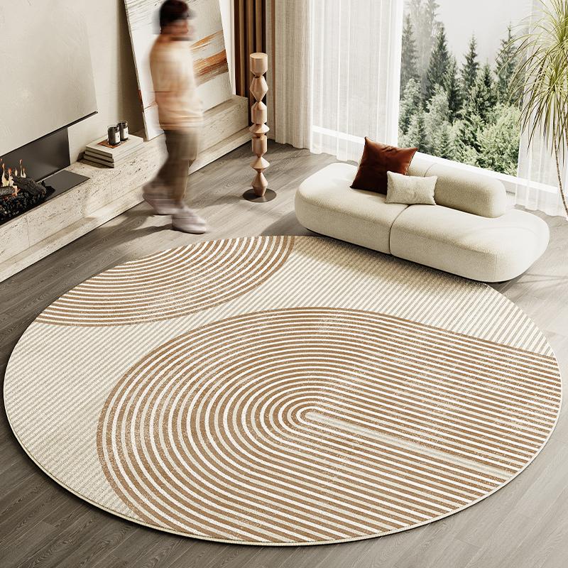 Japanese Style Living Room Decoration Striped Carpet Home Round Anti-slip Mat Thick Washable Lounge Rug Simple Rugs for Bedroom