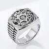 Bague Étoile à Six Branches Vent Vintage, 12 Constellations Dieu Gardien, Acier Inoxydable Hexagramme de David Doigt Homme, Bijoux Punk