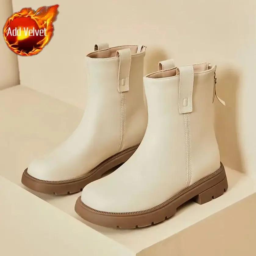 Pelz Plateau Neuheiten Stiefeletten Klobig Im Angebot Schick und Elegant Damen Kurze Schuhe Große Größe Warm Sale Heiß Pu Damen Knöchelstiefel
