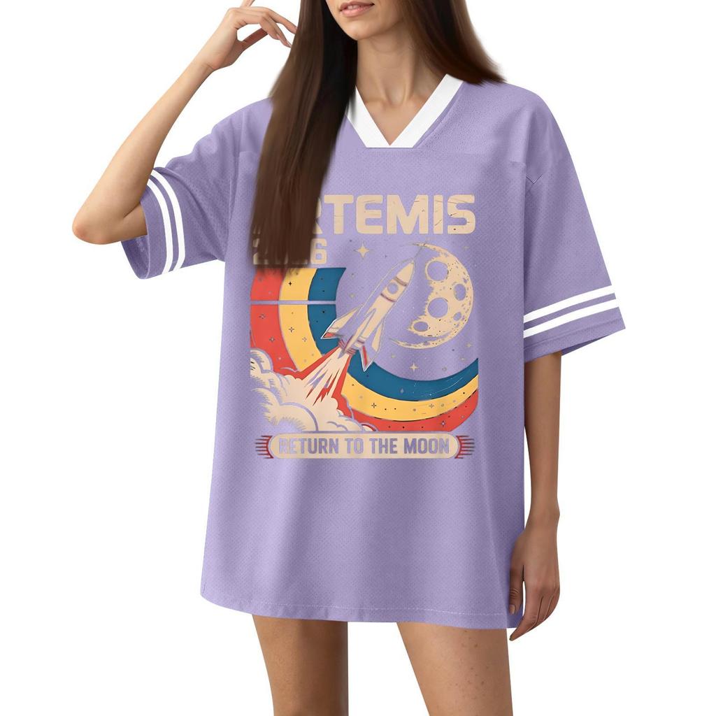 Women's Fashion Short-Sleeved V-Neck Printed Sports T-Shirt