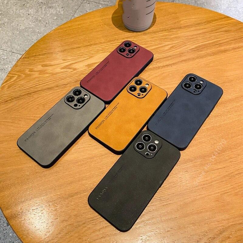 Cases For IPhone 15 Plus Sheepskin Lamb Leather Phone Case For Apple 15 Pro 15 Pro Max 14 13 12 11 8 7 6 Plus Slim Shockproof Phone Cover