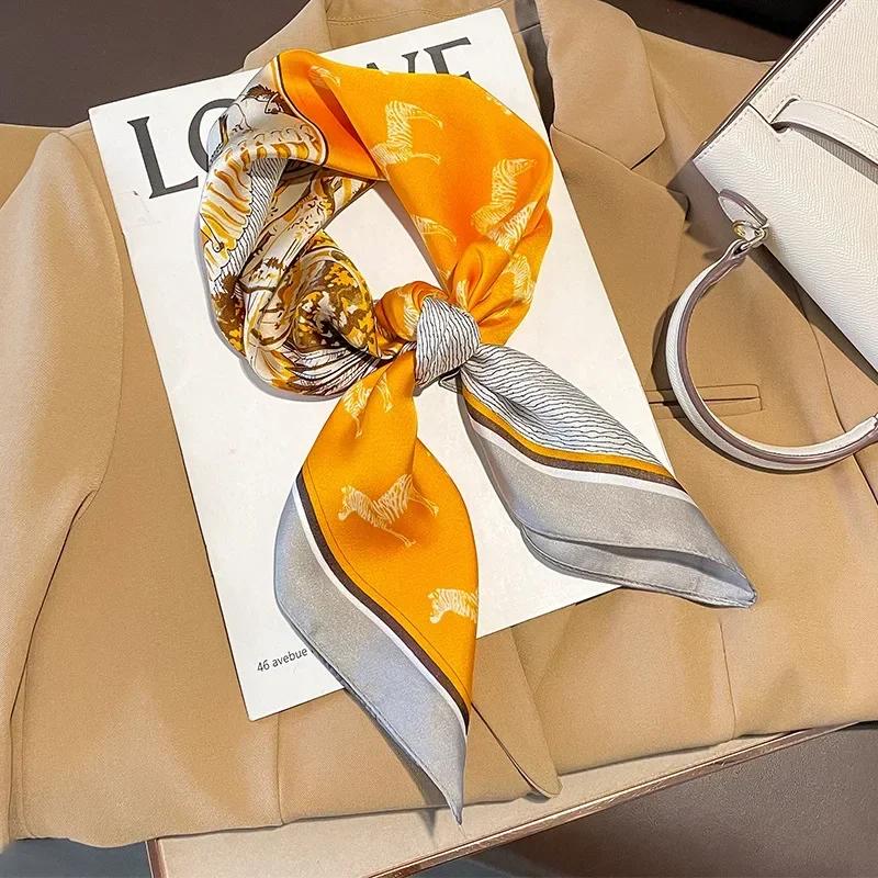 Luxury Silk Shawl Square Scarf for Women Satin Hijab Fashion Wraps Neckerchief Female Hair Bands Ribbon Headband Bandana